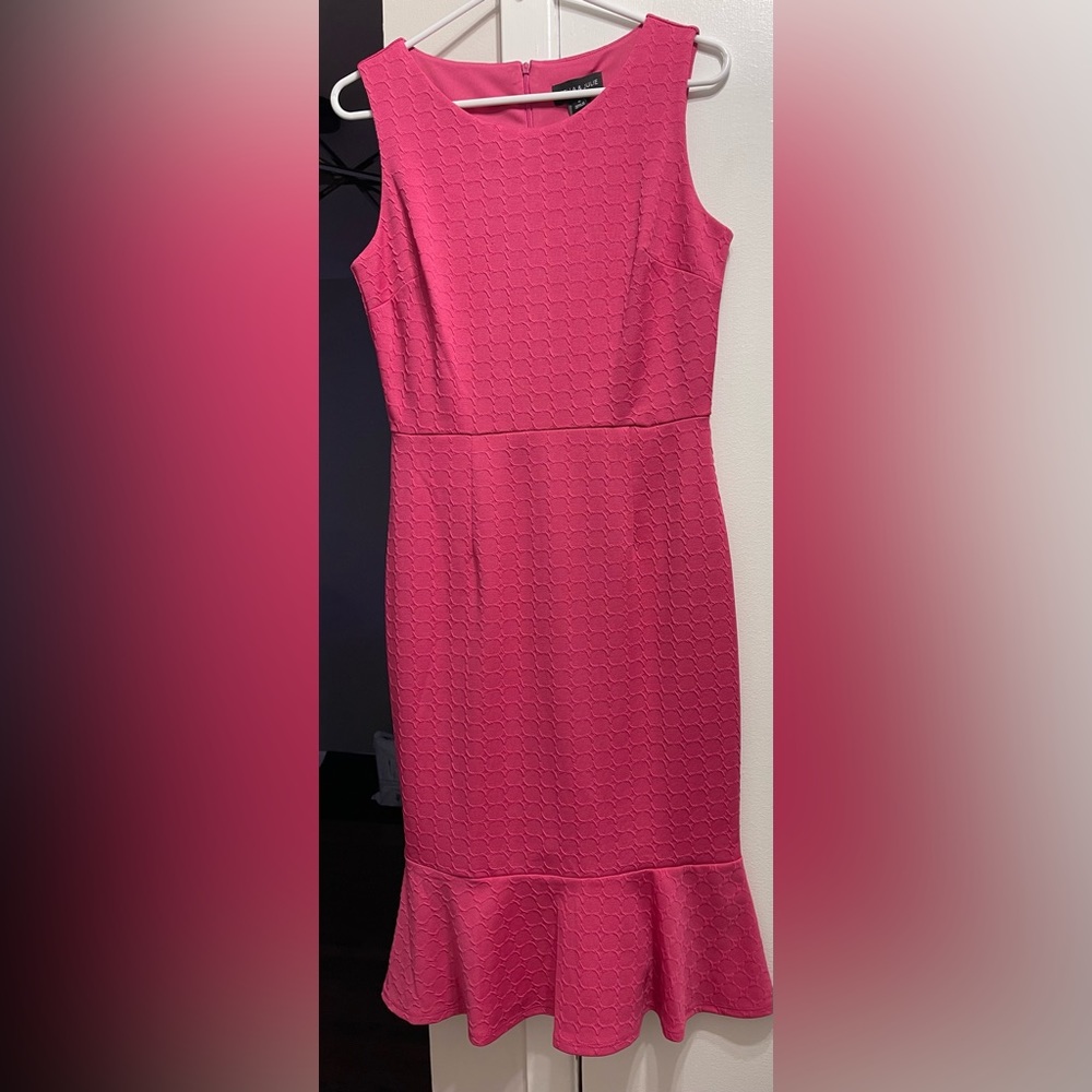 Stella & Julie Pretty Pink Jacquard Flounce Sleeveless Dress